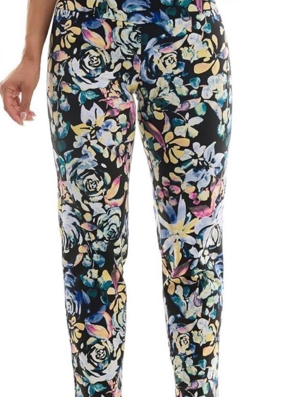 Zac & Rachel Black Floral Skinny Capris